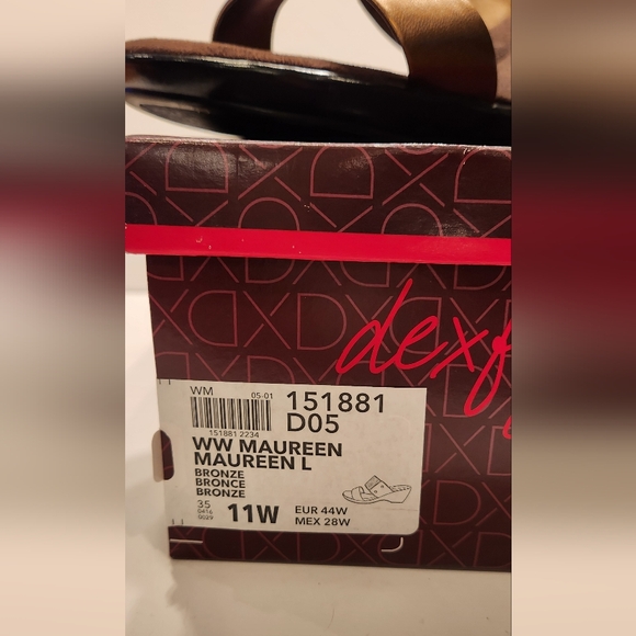 DexFlex Wedges Bronze Metallic Faux Leather Open Toe Mule Heel Sandal 11 Wide - Picture 6 of 7